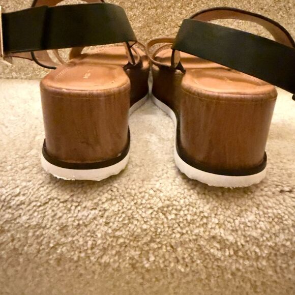 Tommy Hilfiger Eanda Platform Sandals Black Snakeskin Cognac Size 8 - Picture 4 of 9